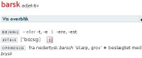 barsk, udtale, bøjning og etymologi