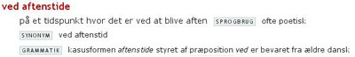 aftenstid, ved aftenstides grammatik
